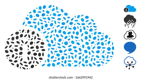 Dot Mosaic based on cloud info. Mosaic vector cloud info is formed with scattered elliptic dots.