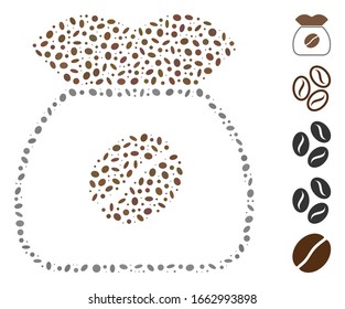 Dot Mosaic based on coffee grain. Mosaic vector coffee grain is designed with randomized oval dots.