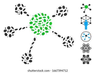 Dot Mosaic based on connections. Mosaic vector connections is created with random elliptic elements. Bonus icons are added.