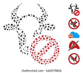 Dot Mosaic based on cow forbidden. Mosaic vector cow forbidden is created with randomized ellipse elements.