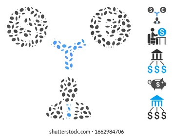 Dot Mosaic based on currency management. Mosaic vector currency management is designed with randomized elliptic elements.