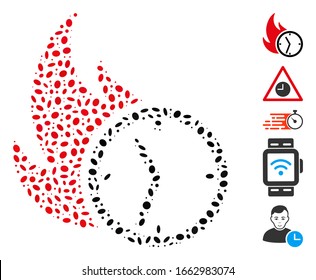 Dot Mosaic based on deadline burn clock. Mosaic vector deadline burn clock is created with scattered oval items.