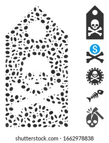 Dot Mosaic based on death mark. Mosaic vector death mark is composed with randomized elliptic items.