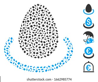 Dot Mosaic based on deposit egg. Mosaic vector deposit egg is formed with random oval dots.