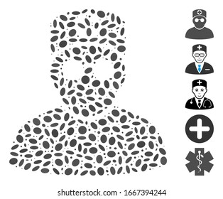 Dot Mosaic based on doctor. Mosaic vector doctor is created with scattered oval elements. Bonus icons are added.