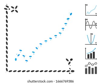 Dot Mosaic based on dotted function plot. Mosaic vector dotted function plot is designed with random ellipse items. Bonus icons are added.