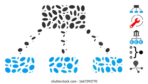 Dot Mosaic based on dotted scheme. Mosaic vector dotted scheme is created with randomized oval items. Bonus icons are added.