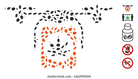 Mosaico de puntos basado en la entrega de drogas por drones. La entrega de drogas vectoriales de mosaico está diseñada con puntos de elipse aleatorios.