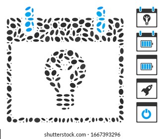 Dot Mosaic based on electrician calendar day. Mosaic vector electrician calendar day is designed with scattered oval dots. Bonus icons are added.