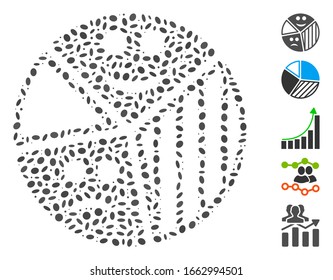 Dot Mosaic basierend auf Emotionen Pie Diagramm. Mosaik Vektorillustration Emotionen Pie-Diagramm wird mit zufälligen Ellipse-Elementen erstellt.