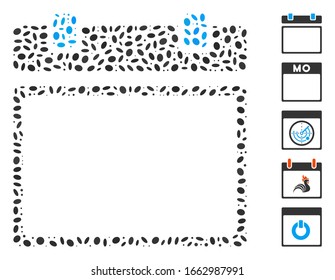 Dot Mosaic based on empty calendar page. Mosaic vector empty calendar page is designed with scattered oval spots.