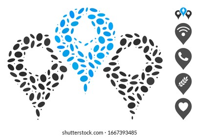 Dot Mosaic based on Ethereum map pointers. Mosaic vector Ethereum map pointers is designed with randomized elliptic elements. Bonus icons are added.
