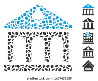 Dot Mosaic based on Ethereum bank building. Mosaic vector Ethereum bank building is composed with scattered ellipse elements. Bonus icons are added.