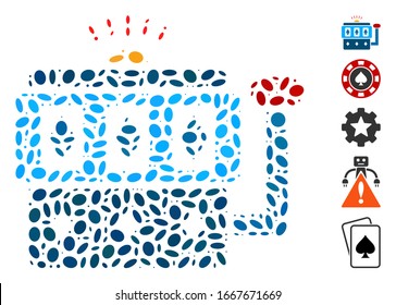 Dot Mosaic based on Ethereum gambling machine. Mosaic vector Ethereum gambling machine is created with scattered oval spots. Bonus icons are added.
