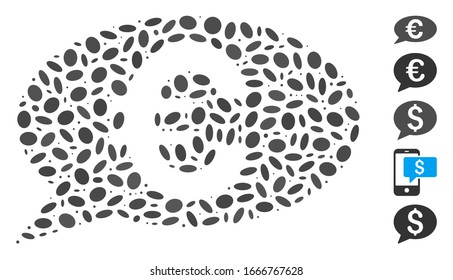 Dot Mosaic basierend auf der Euro-Nachricht. Die Mosaik Vektorillustration Euro-Nachricht ist mit verstreuten ovalen Elementen entworfen. Bonussymbole werden hinzugefügt.