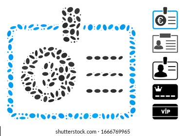 Dot Mosaic based on euro access card. Mosaic vector euro access card is created with randomized elliptic spots. Bonus icons are added.