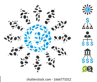 Dot Mosaic based on Euro payments. Mosaic vector Euro payments is composed with random oval dots. Bonus icons are added.