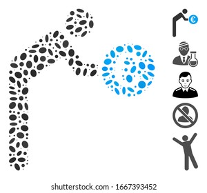 Dot Mosaic based on euro banker. Mosaic vector euro banker is composed with randomized ellipse elements. Bonus icons are added.