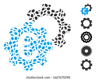 Dot Mosaic based on Euro industrial. Mosaic vector Euro industrial is created with random elliptic items. Bonus icons are added.