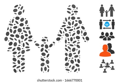 Dot Mosaic based on family child. Mosaic vector family child is created with random elliptic items. Bonus icons are added.