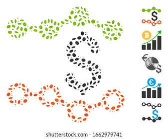 Dot Mosaic based on financial report. Mosaic vector financial report is formed with random elliptic dots.