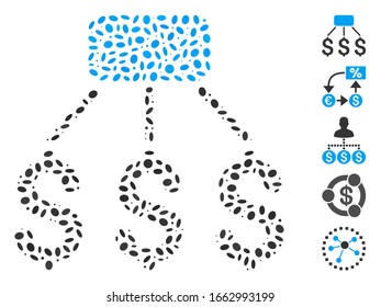 Dot Mosaic based on financial scheme. Mosaic vector financial scheme is designed with random elliptic items.