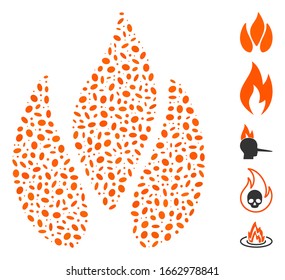 Dot Mosaic based on fire. Mosaic vector fire is designed with randomized ellipse elements.