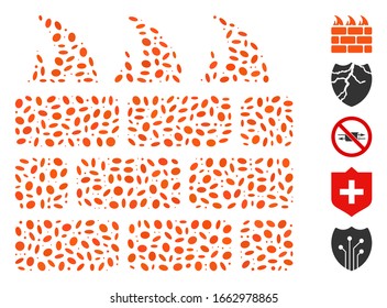 Dot Mosaic based on firewall. Mosaic vector firewall is designed with randomized ellipse dots.