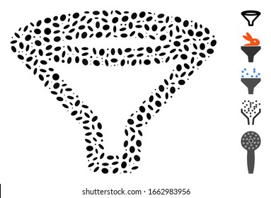 Dot Mosaic based on funnel. Mosaic vector funnel is composed with randomized oval spots.