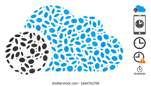 Dot Mosaic auf der Grundlage der Spurweite. Die Mosaikspur für die Vektorillustration ist mit verstreuten Ellipsenpunkten konzipiert. Bonussymbole werden hinzugefügt.
