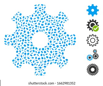 Mosaico de puntos basado en el engranaje. El equipo vectorial mosaico se forma con elementos elipses aleatorios.