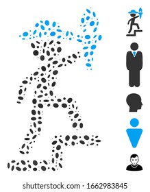Dot Mosaic based on gentleman leader. Mosaic vector gentleman leader is designed with randomized elliptic items.