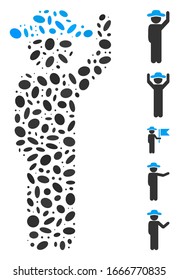 Dot Mosaic based on gentleman hello. Mosaic vector gentleman hello is composed with randomized oval spots. Bonus icons are added.