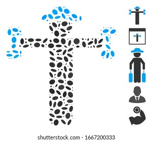 Dot Mosaic based on gentleman fitness. Mosaic vector gentleman fitness is created with scattered oval spots. Bonus icons are added.