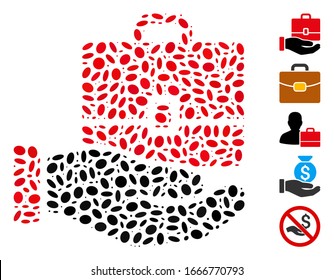 Dot Mosaic based on hand holding case. Mosaic vector hand holding case is composed with scattered oval dots. Bonus icons are added.