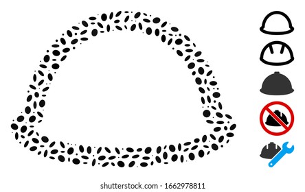 Dot Mosaic based on hardhat. Mosaic vector hardhat is composed with randomized oval spots.