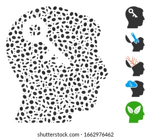 Dot Mosaic based on head key. Mosaic vector head key is designed with scattered elliptic spots.