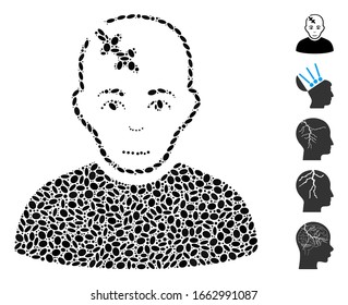 Dot Mosaic based on head hurt. Mosaic vector head hurt is composed with scattered ellipse items.