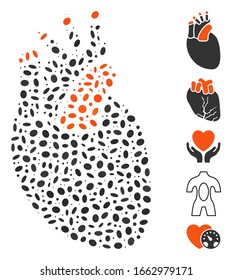 Dot Mosaic based on heart. Mosaic vector heart is created with random ellipse dots.