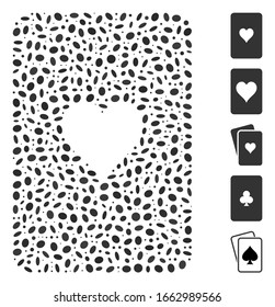 Dot Mosaic based on hearts playing card. Mosaic vector hearts playing card is composed with scattered ellipse elements.