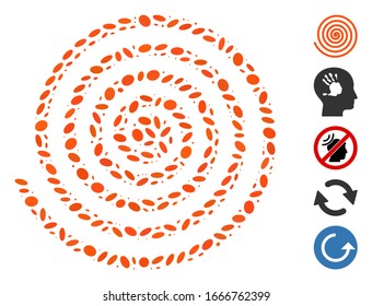 Dot Mosaic based on hypnosis. Mosaic vector hypnosis is designed with scattered oval spots. Bonus icons are added.
