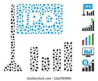 Dot Mosaic based on IPO bar chart. Mosaic vector IPO bar chart is formed with randomized oval spots.