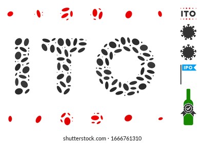 Dot Mosaic based on ITO caption. Mosaic vector ITO caption is created with randomized oval dots. Bonus icons are added.