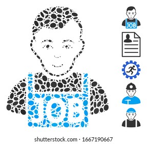 Dot Mosaic based on jobless. Mosaic vector jobless is formed with random ellipse dots. Bonus icons are added.