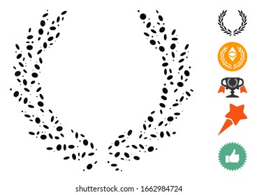 Dot Mosaic based on laurel wreath. Mosaic vector laurel wreath is designed with scattered elliptic dots.