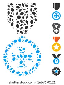 Dot Mosaic based on maltese cross. Mosaic vector maltese cross is designed with random oval spots. Bonus icons are added.