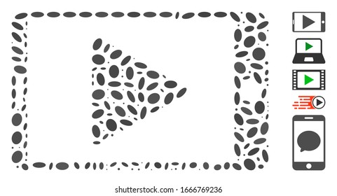 Dot Mosaic based on mobile start play. Mosaic vector mobile start play is formed with randomized ellipse spots. Bonus icons are added.