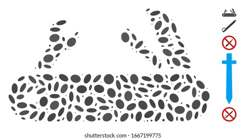 Dot Mosaic based on multi-tools knife. Mosaic vector multi-tools knife is designed with scattered ellipse dots. Bonus icons are added.