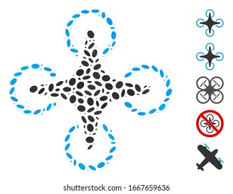Dot Mosaic based on nanocopter. Mosaic vector nanocopter is composed with random oval dots. Bonus icons are added.