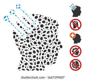 Dot Mosaic based on neuro interface. Mosaic vector neuro interface is composed with random ellipse dots. Bonus icons are added.